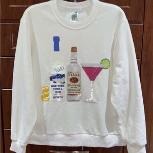 🍸Queen Of Sparkles XS (Oversized) Vodka Sequined Sweatshirt EUC
